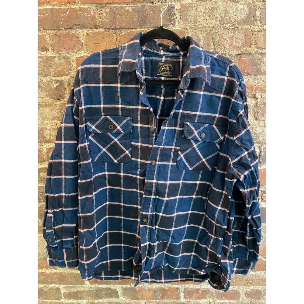 Jachs MFG Heritage Flannel Shirt Men's Size XL Blue Plaid Shacket